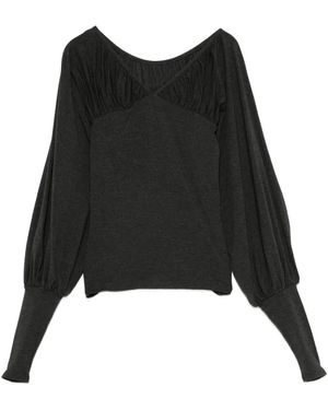 Paloma Wool Ruched Long-Sleeve Blouse - Black