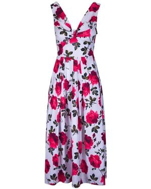 Carolina Herrera Floral-Print Pleated Dress - White