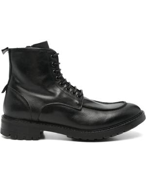 F.LLI RENNELLA Lace-Up Leather Ankle Boots - Black