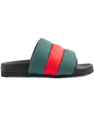 Gucci Web Stripe Padded Slides - Green