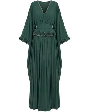 Saiid Kobeisy Embroidered-Details Long-Sleeve Dress - Green