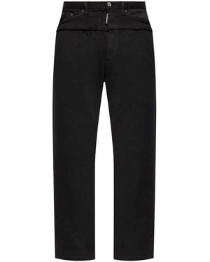 DSquared² Denim-Panel Cotton Track Trousers - Black