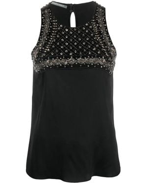 Alberta Ferretti Bead-Embellishment Sleeveless Blouse - Black