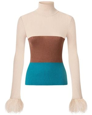 La DoubleJ High Knick Top With Feathers - Blue