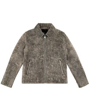 Purple Brand Wordmark Leather Jacket - Gray