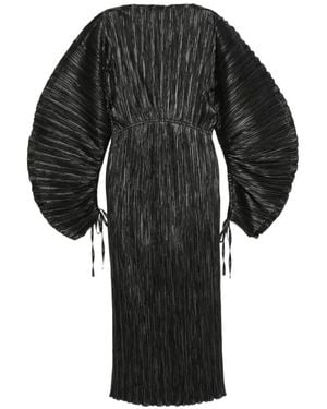 Cult Gaia Freda Plissé-Effect Balloon-Sleeve Midi Dress - Black
