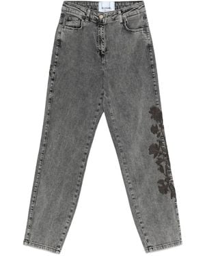 Blugirl Blumarine Embroidered Floral Jeans - Gray