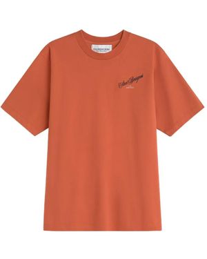 LES HÉRITIERS Logo-Print Cotton T-Shirt - Orange
