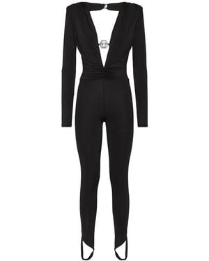 Philipp Plein Shoulder Padded Bodycon-Design Jumpsuit - Black