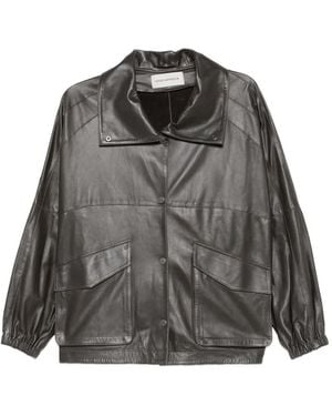 Nour Hammour Veste En Cuir À Poche À Rabat - Black