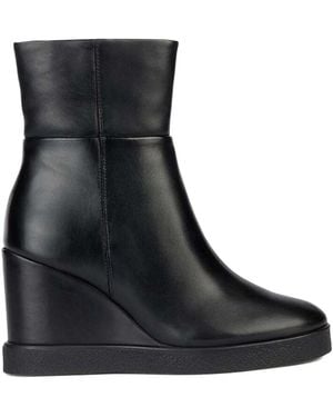 Geox 90Mm Wedge Ankle Boots - Black
