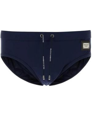 Dolce & Gabbana Badehose Mit Logo-Schild - Blau