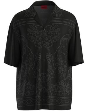 HUGO Floral-Print Shirt - Black