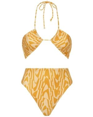 Faithfull the Brand Abstract-Print Bikini - Metallic