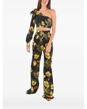Philipp Plein In Flowers Trousers And Top Set - Black