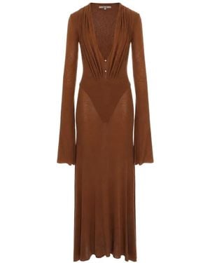 MANURI Suki Ruched-Detail Maxi Dress - Brown
