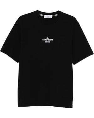 Stone Island Logo-Printed Crew-Neck T-Shirt - Black