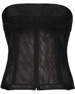 Maison Margiela Mesh-panel Cropped Top - Black