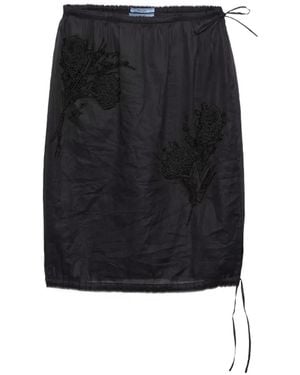 Prada Jupe Mi-Longue À Broderies - Noir