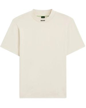 BOSS Mock-Neck Cotton T-Shirt - White