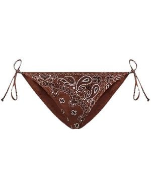 MC2 Saint Barth Leah Virgo Bandana-Print Bikini Bottoms - Brown