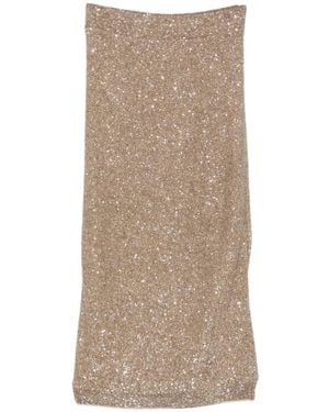 Brunello Cucinelli Sequin Midi Skirt - Natural