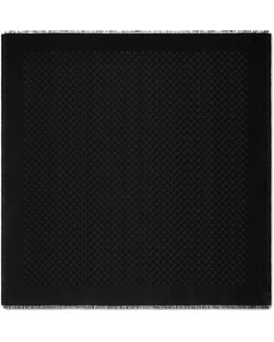 Gucci Monogram-Jacquard Fringed Scarf - Black