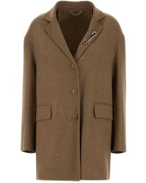 Ermanno Scervino Safety-Pin Single-Breasted Coat - Brown