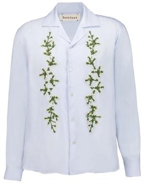 BAZISZT Camicia Con Ricamo - Blu