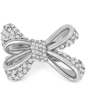 Oscar de la Renta Bow Crystal-Embellished Ring - Grey