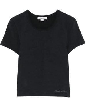 Sporty & Rich Vanessa Logo-Print Cropped T-Shirt - Black