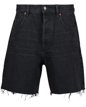 Saint Laurent Frayed Detailing Shorts - Black