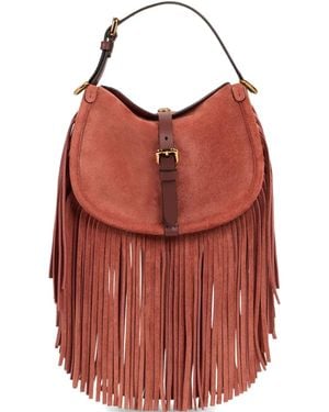 Etro Small Pony Fringes Suede Shoulder Bag - Red
