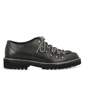 Doucal's Grained-Leather Lace-Up Derby Shoes - Black