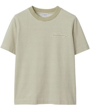 Burberry Striped T-Shirt - Natural