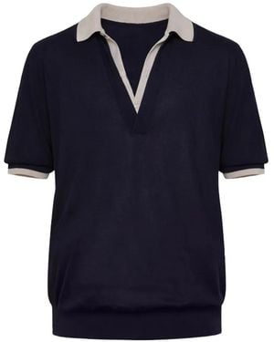 Seven Gauge V-Neck Polo Shirt - Blue