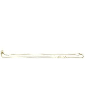 Chloé Collana Lariat Con Placca Logo - Bianco