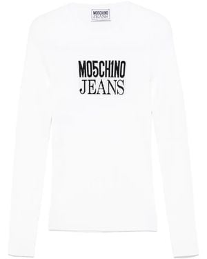 Moschino Logo-Jacquard Top - White
