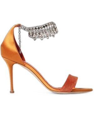Manolo Blahnik Tulisan Crystal-Embellished Sandals - White