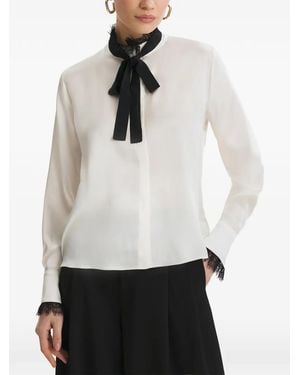 Framboise Dion Lace-Trim Pussy-Bow Blouse - White