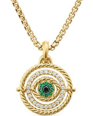David Yurman 18Kt Evil Eye Mobile Emerald And Diamond Amulet Pendant (20.5Mm) - Metallic