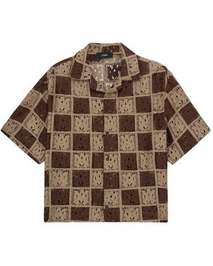 Amiri Ma Quad Chequered Crochet Shirt - Brown