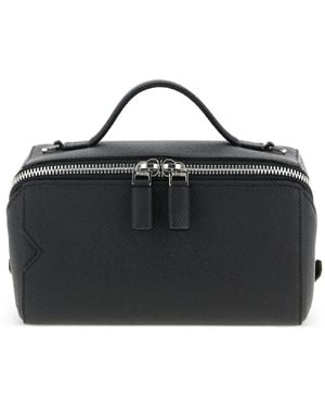 Valextra V-Line Zip-Up Tote Bag - Black