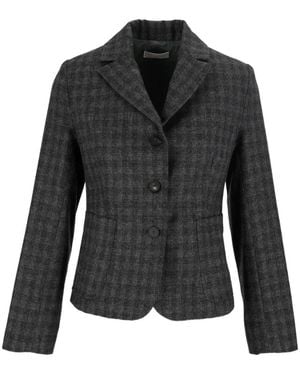 Antonelli Check-Pattern Notched-Lapels Jacket - Black