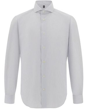 BOGGI Striped Non-Iron Cotton Slim Fit Shirt - White