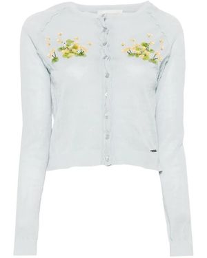 ShuShu/Tong Beaded Floral Knit Cardigan - White