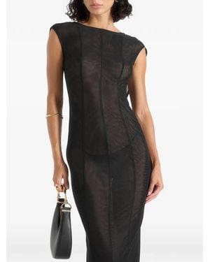 Manière De Voir Ulina Seamed Sheer Back Hardware Detail Maxi Dress - Black