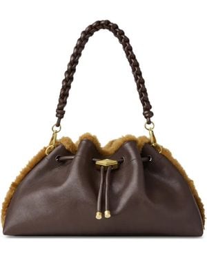 Jimmy Choo Bon Bon Shearling-Trim Shoulder Bag - Brown