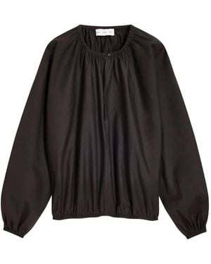 Proenza Schouler Gathered-Neck Balloon-Sleeve Top - Black