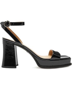 COACH Flower Buckle Platform Sandals - Black